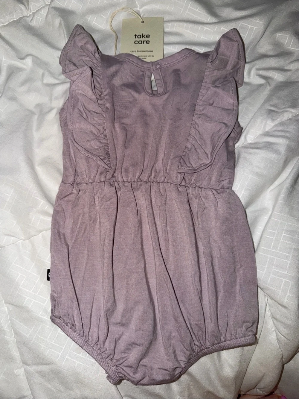 Kyte BABY Lavender Ruffle-Sleeve Bodysuit